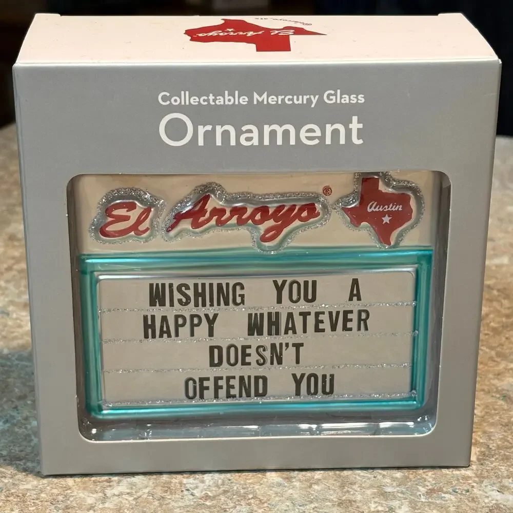 El Arroyo Happy Whatever Doesn't Offend Collectable Mercury Glass Ornament New